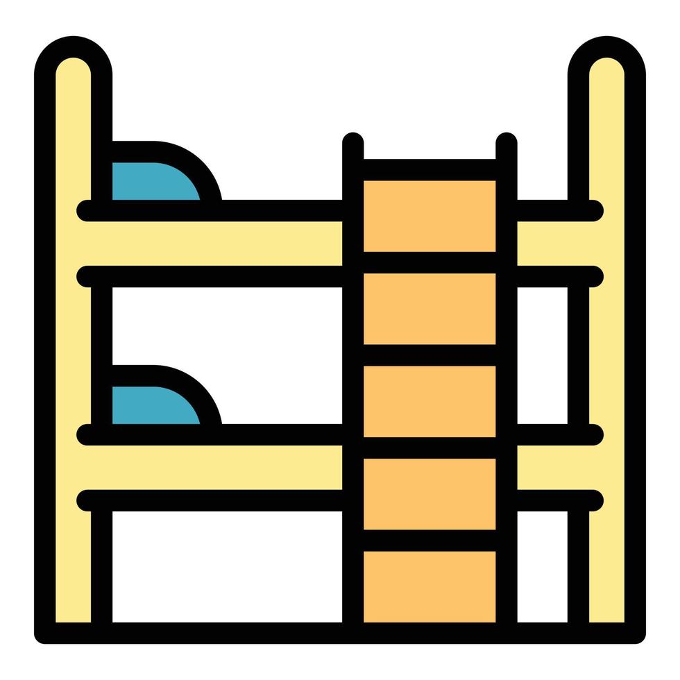 Bedroom bunk bed icon color outline vector