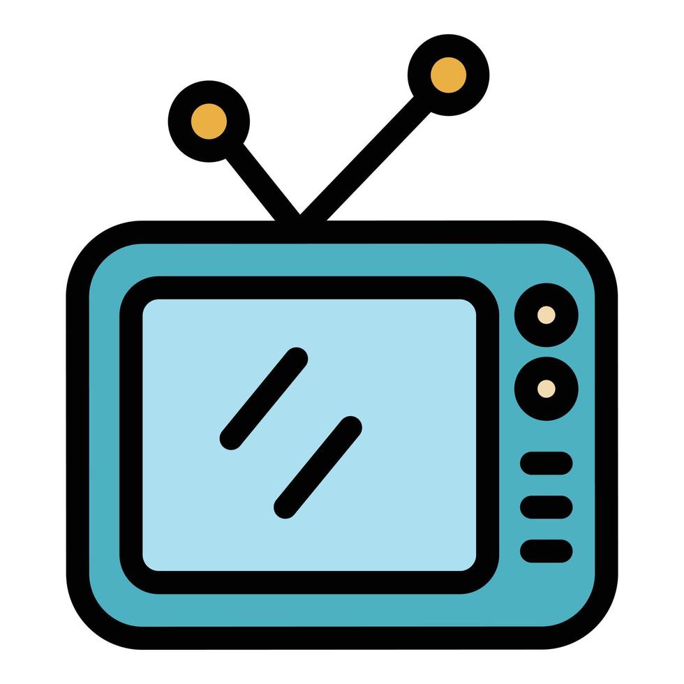 Retro tv icon color outline vector