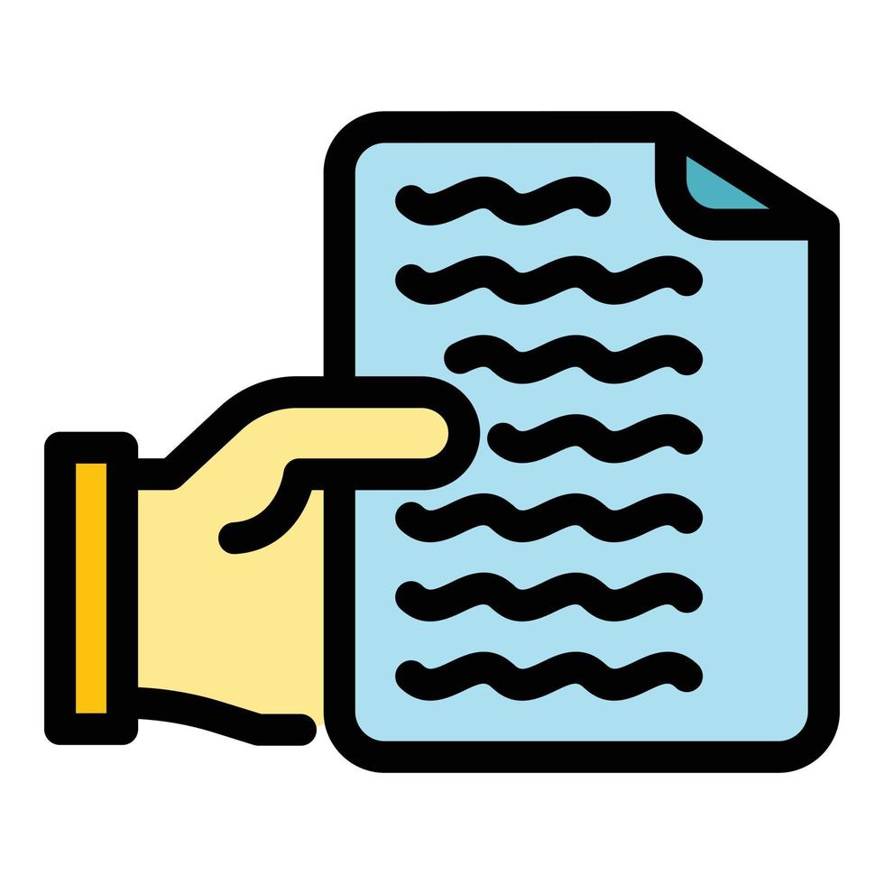 Contract page icon color outline vector