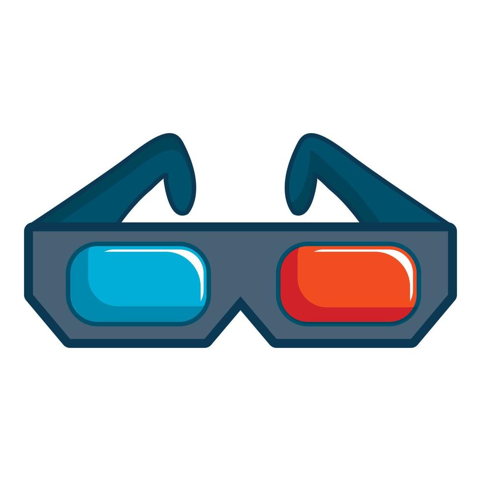 Icono de gafas de cine 3D, estilo de dibujos animados vector