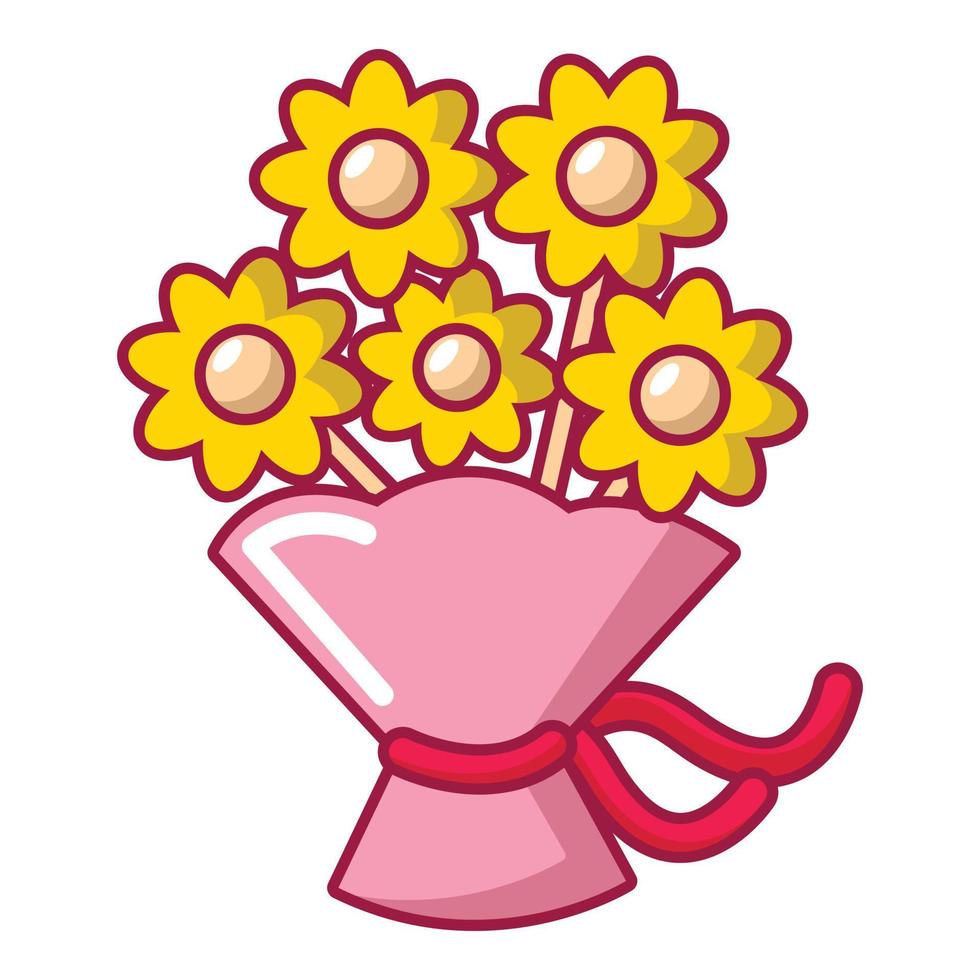 Wedding flower bucket icon, cartoon style vector