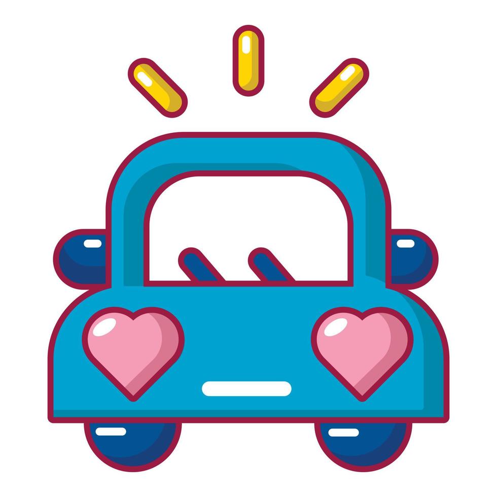 icono de coche de boda, estilo de dibujos animados vector