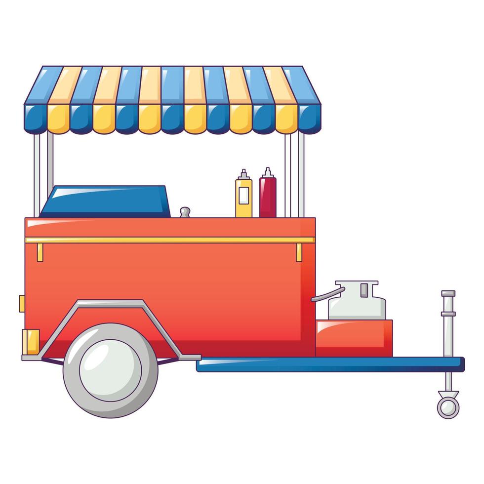 Hot dog shop icon, cartoon style vector