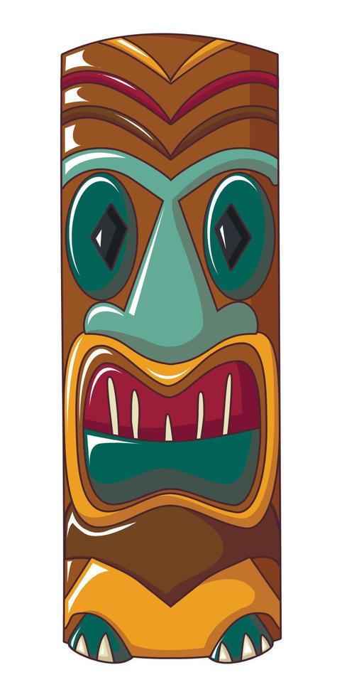 Polynesian idol icon, cartoon style vector