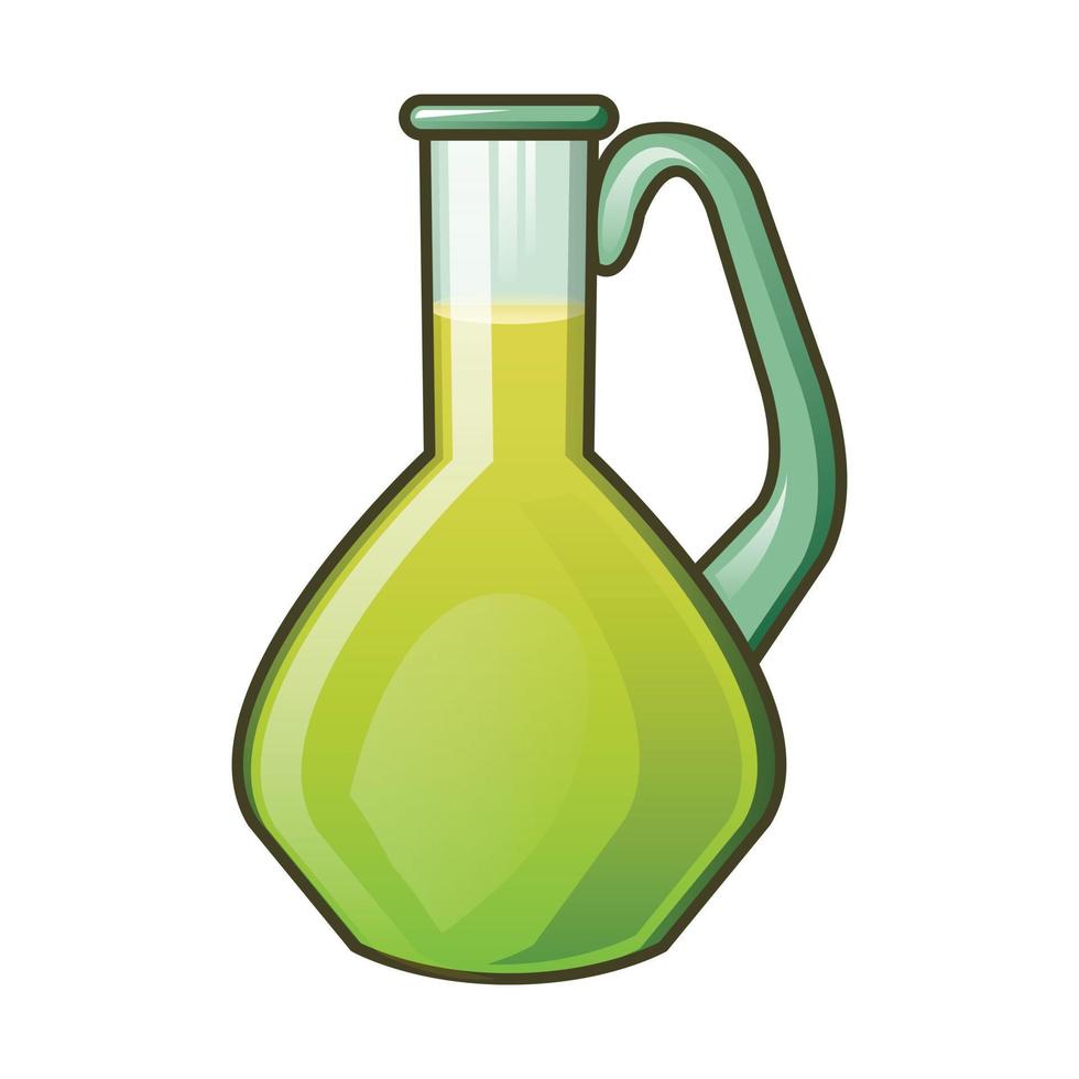 Olive oil glass jar icon, cartoon style vector