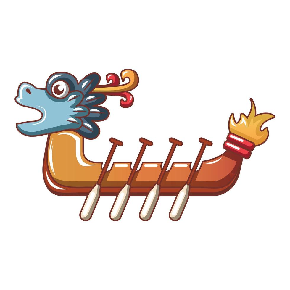 Dragon boat icon, cartoon style vector
