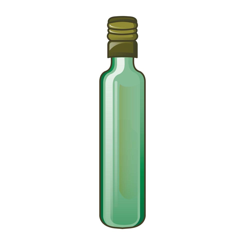 Olive virgin oil bottle icon, cartoon style vector
