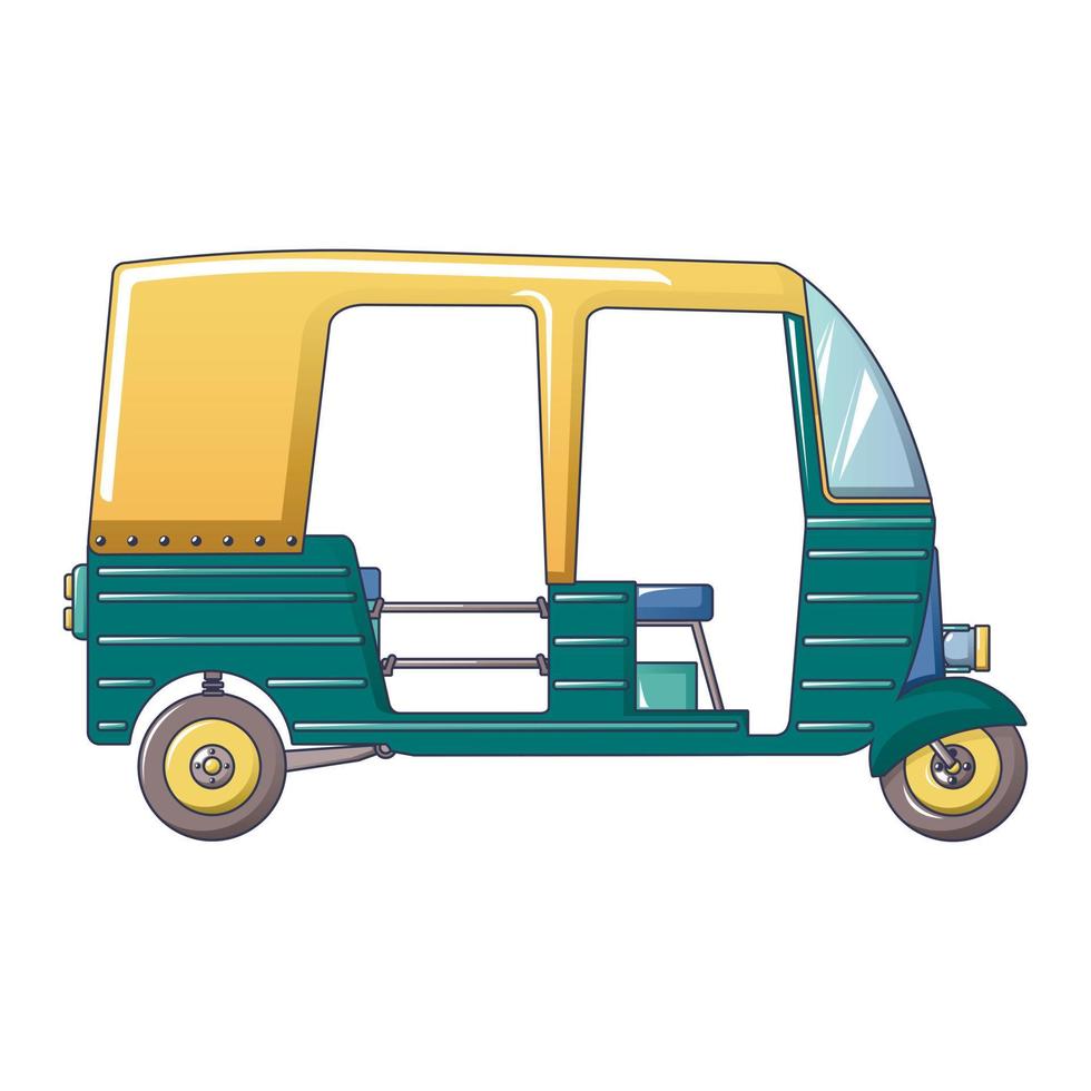 icono de taxi tuk tuk, estilo de dibujos animados vector