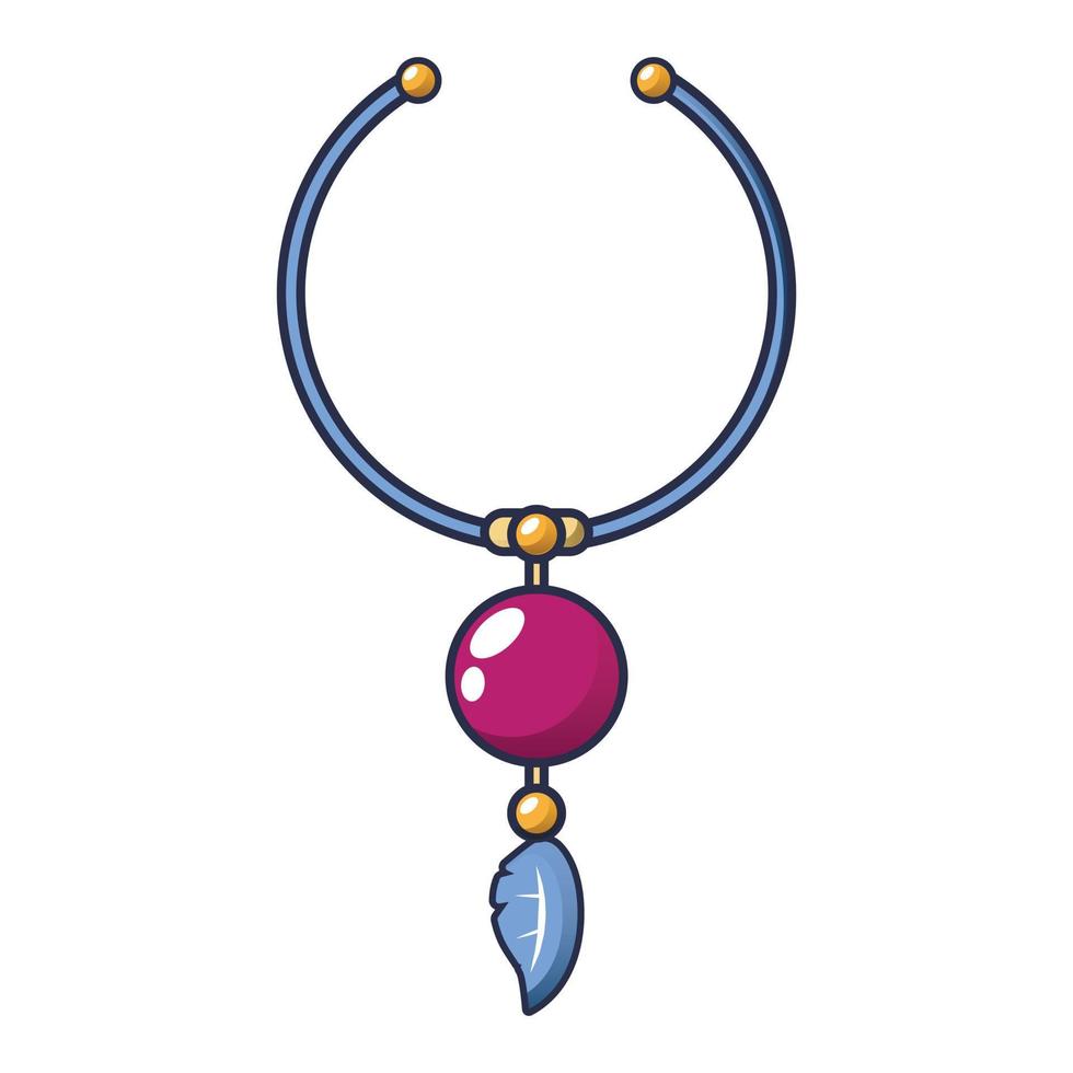 Necklace icon, cartoon style vector