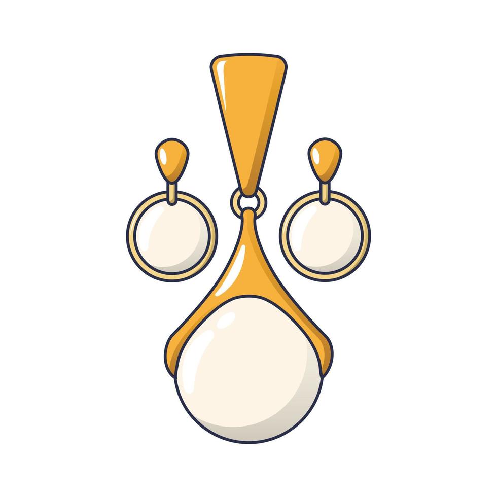 icono de aretes de perlas, estilo de dibujos animados vector