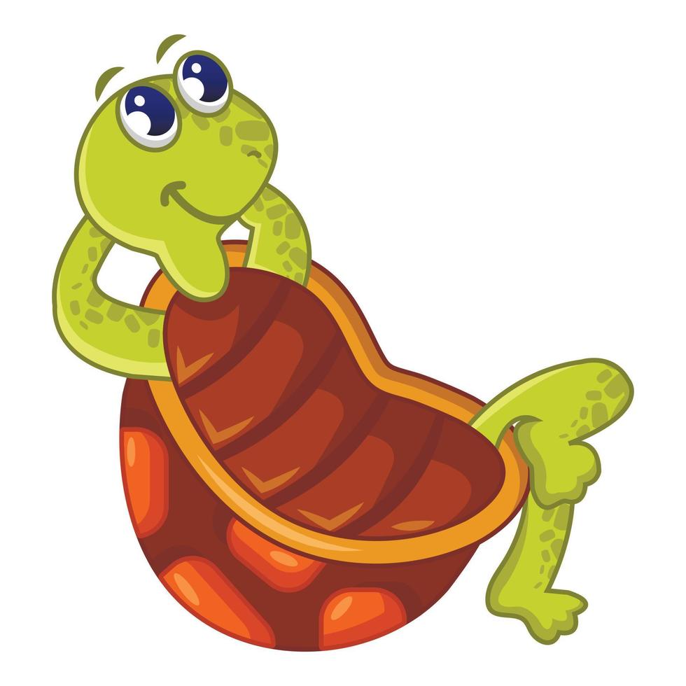 icono de tortuga sentada, estilo de dibujos animados vector