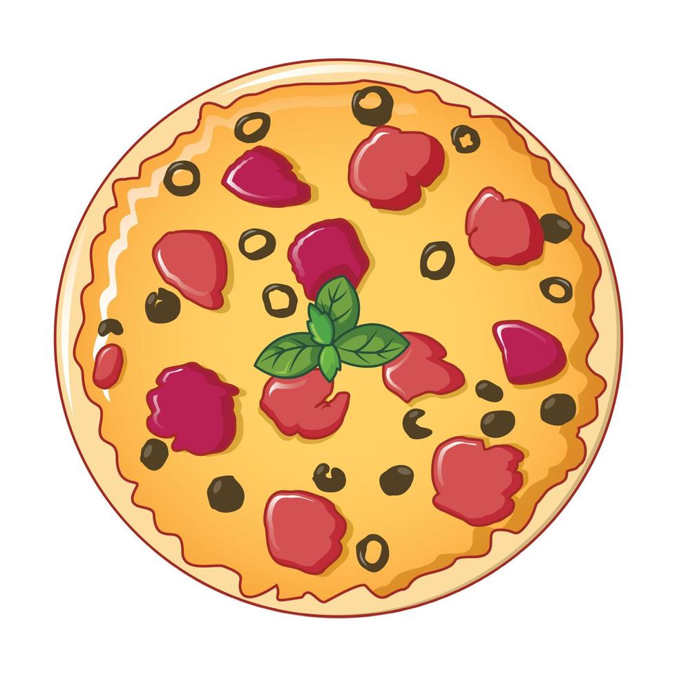 Pizza icon, cartoon style vector