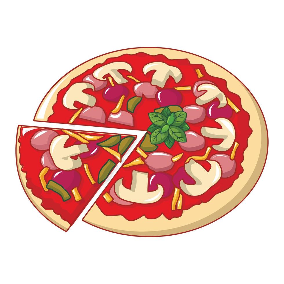 Pizza mozzarella icon, cartoon style vector