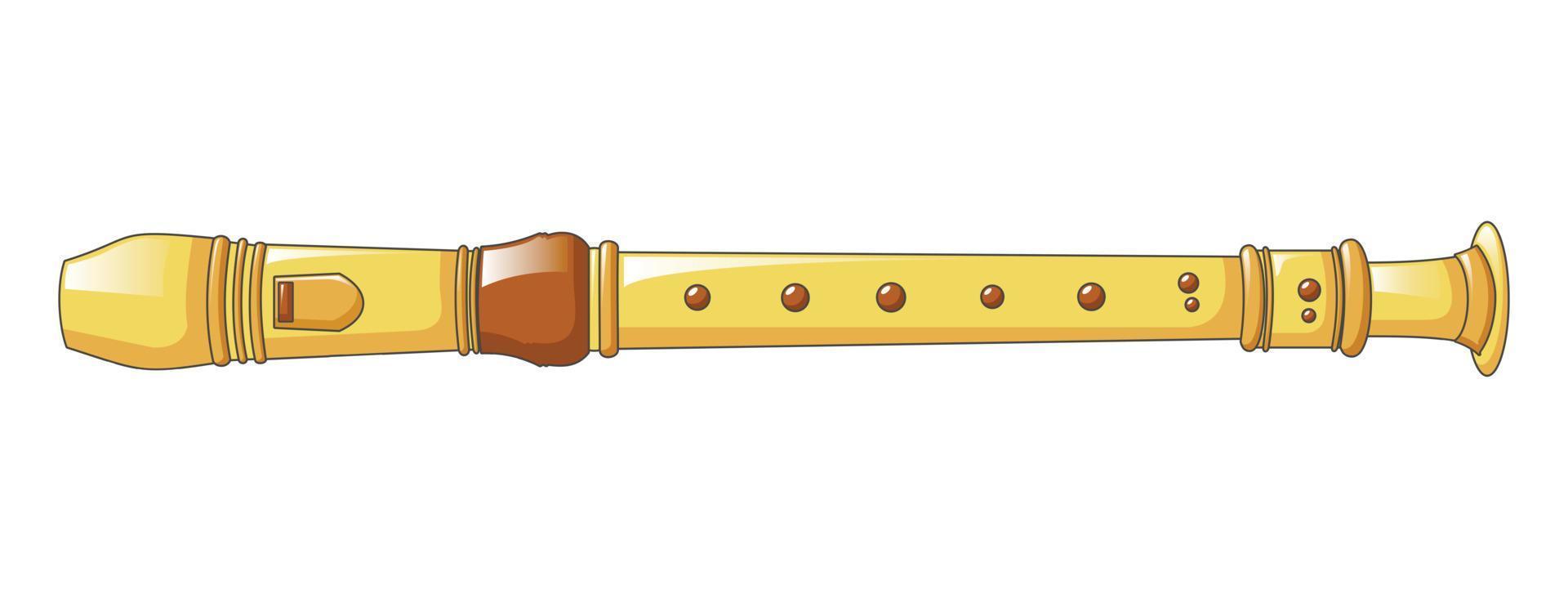 Gold flute icon, cartoon style vector