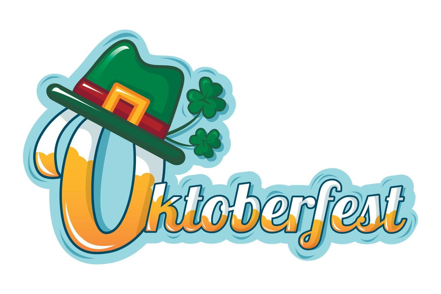 Oktoberfest text title icon, cartoon style vector