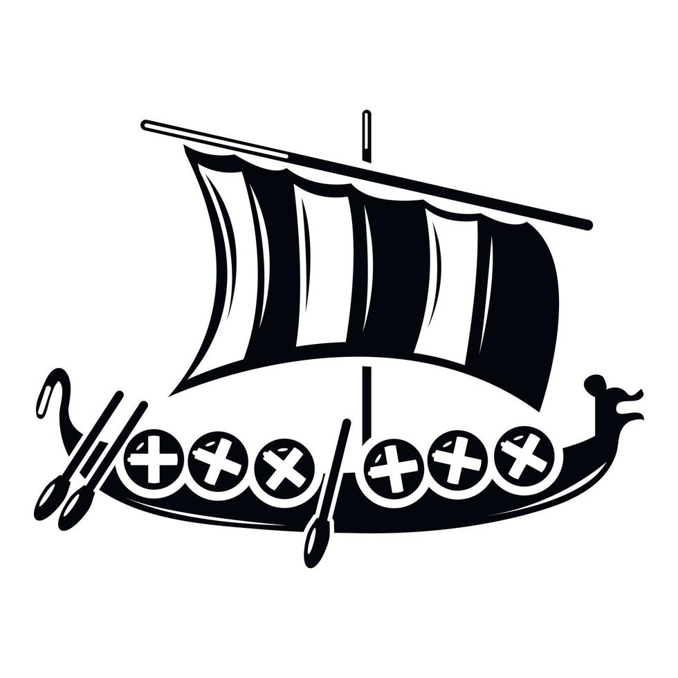 icono de barco vikingo, estilo simple vector