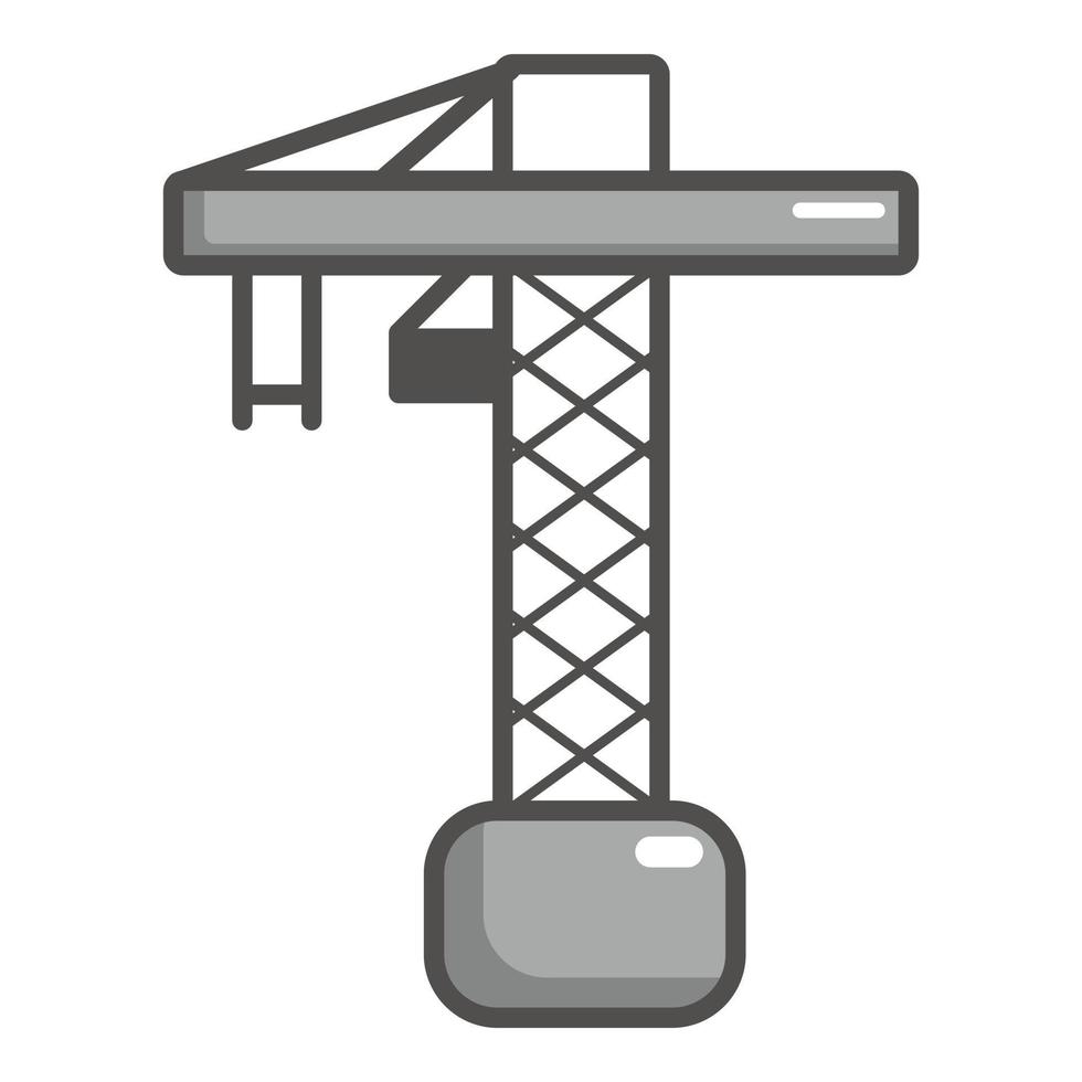 icono de grúa de construcción, estilo de dibujos animados vector
