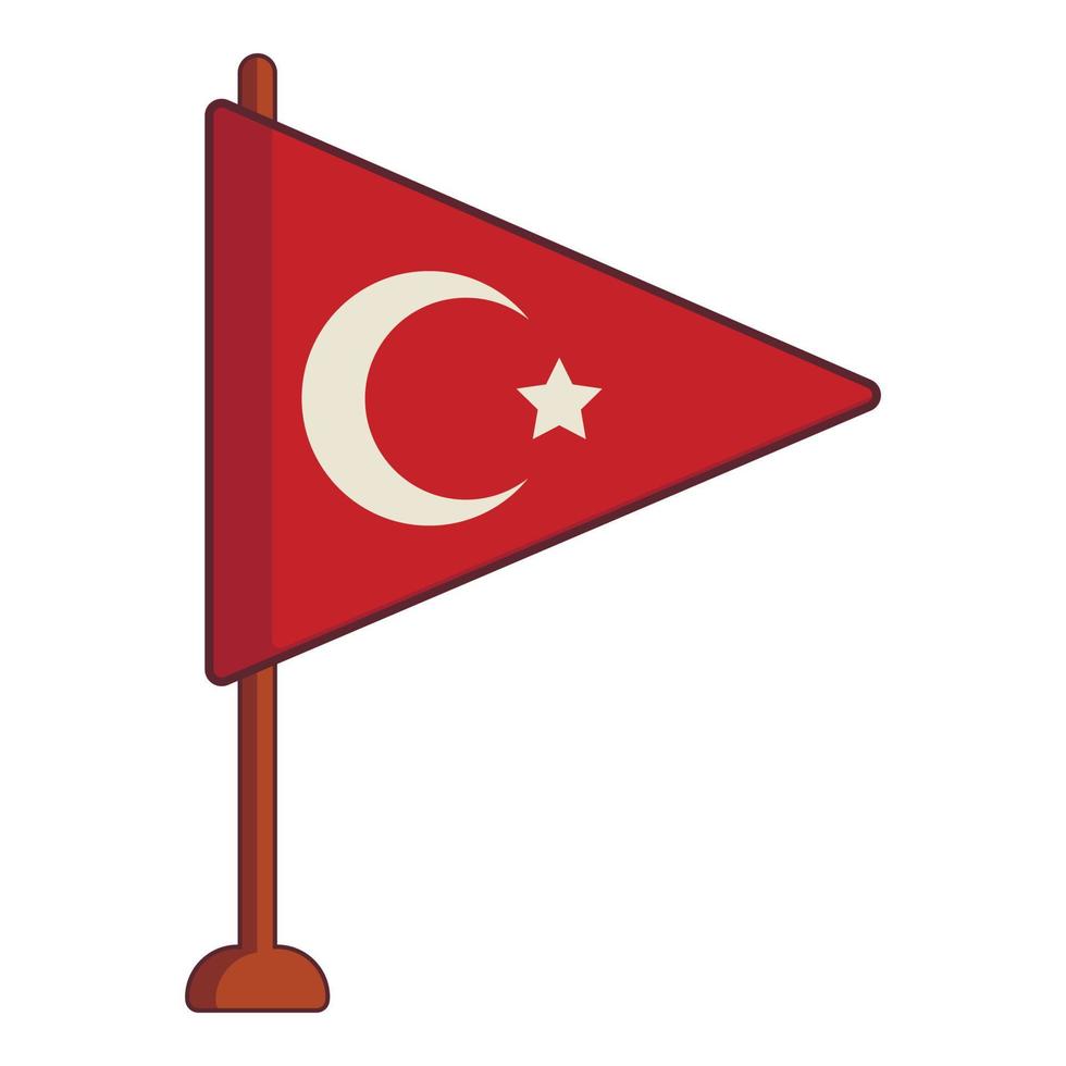 Icono de bandera de mesa de Turquía, estilo de dibujos animados vector