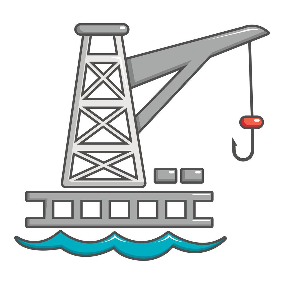 Crane port icon, cartoon style vector