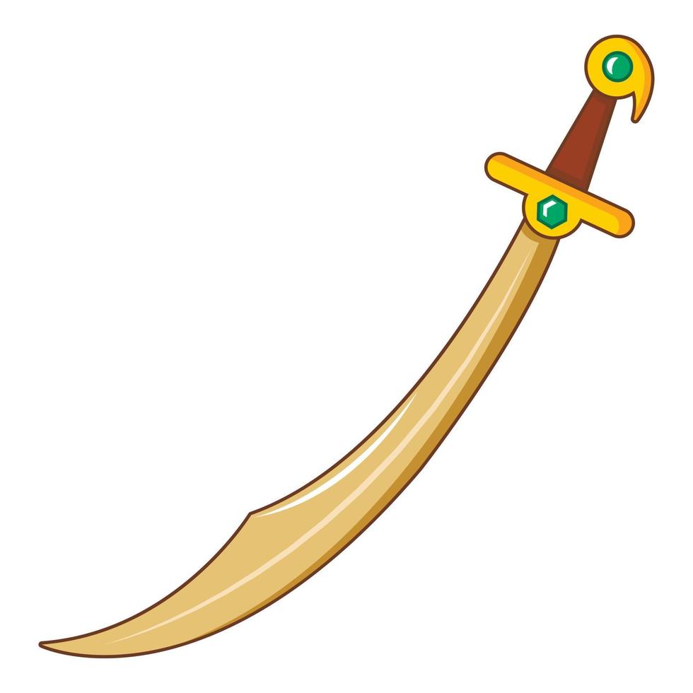 Scimiter sword icon, cartoon style vector