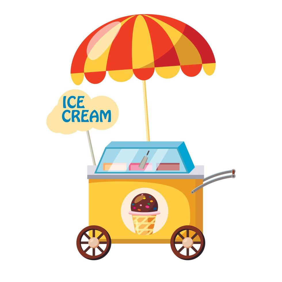 Ice cream mobile snack icon, cartoon style vector