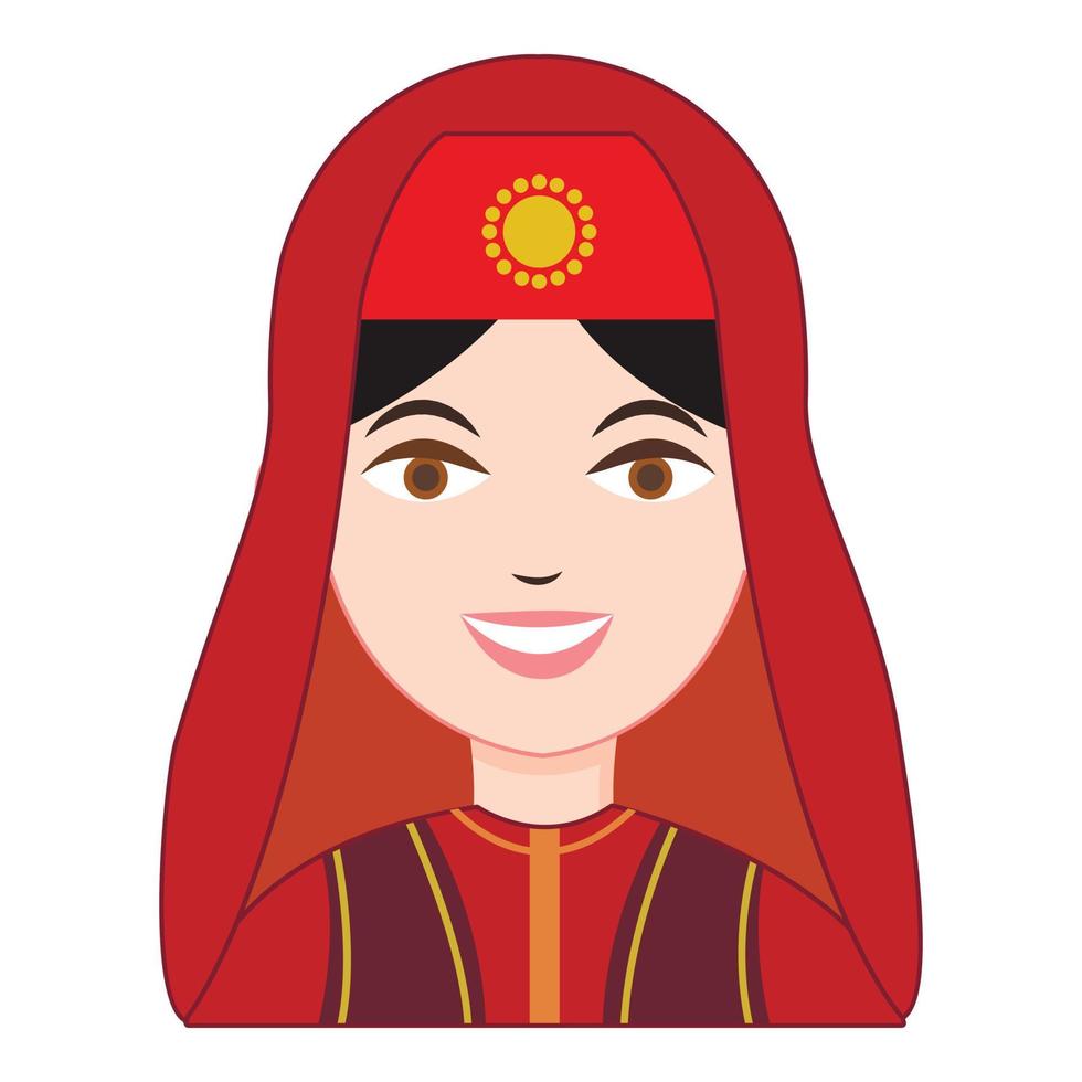 mujer turca en icono de traje tradicional vector