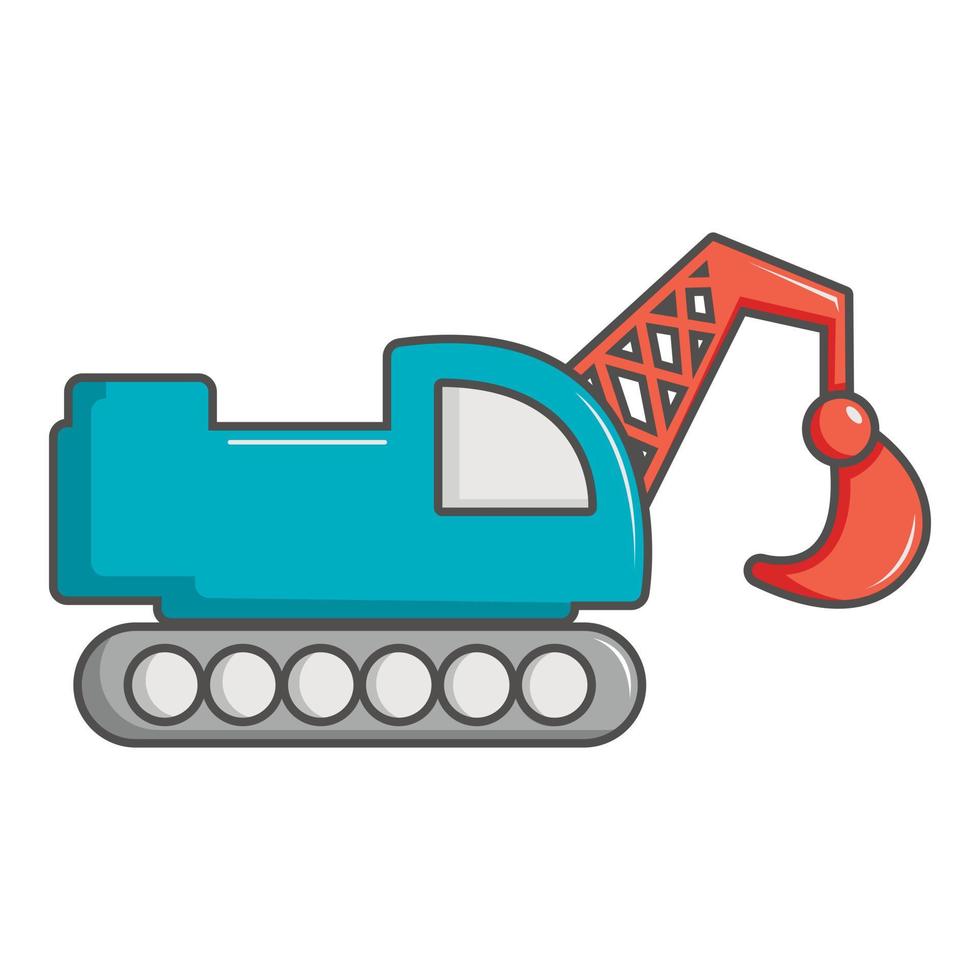 Crawler excavator truck icon, cartoon style vector