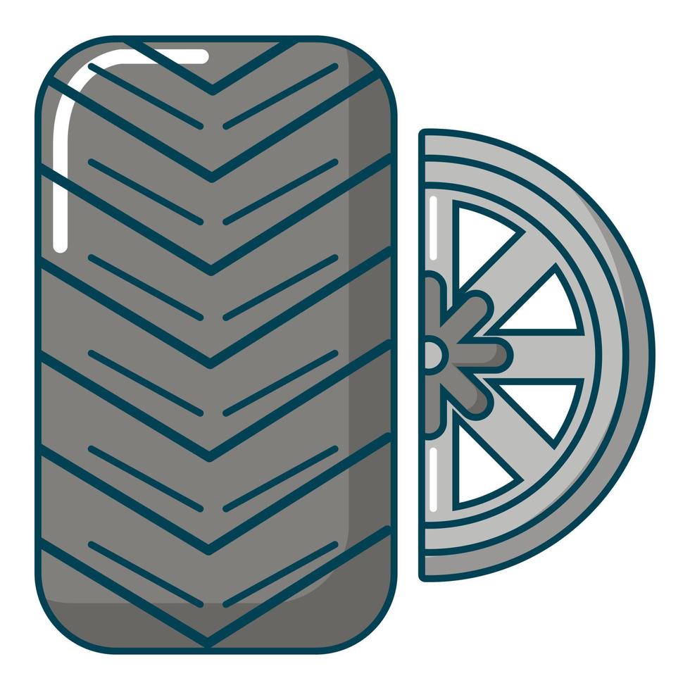 Car wheel tire icon, cartoon style vector