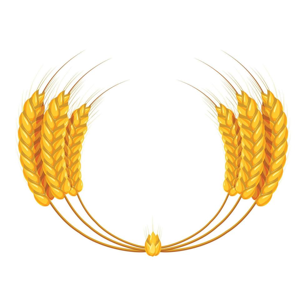 Wheat ears wreath icon, cartoon style vector