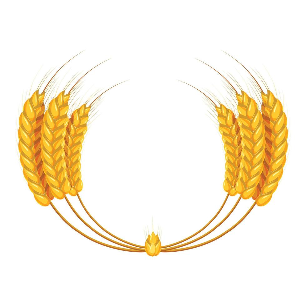 Wheat ears wreath icon, cartoon style vector