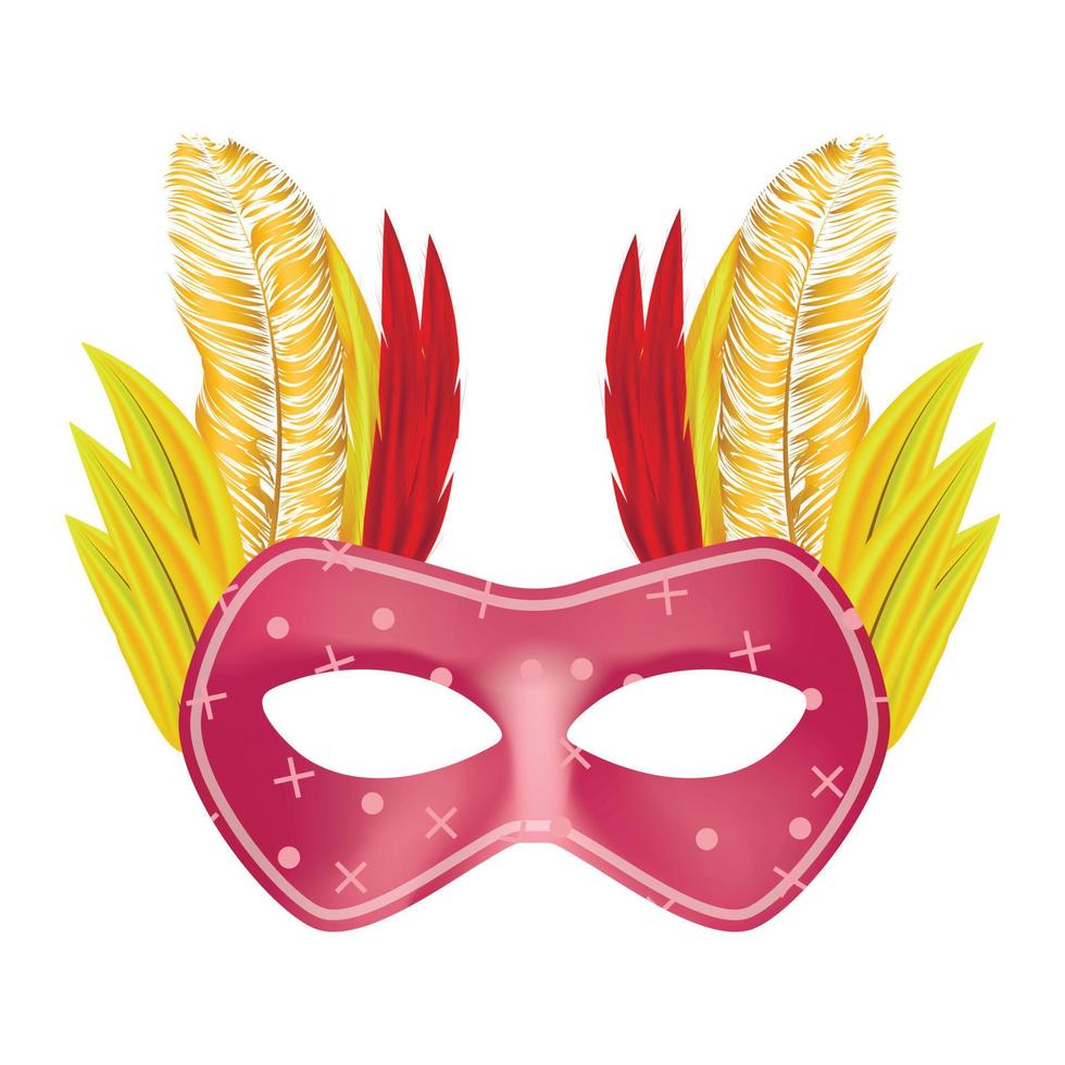 Feather mask mockup, realistic style vector