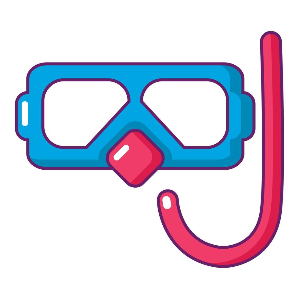 Diving mask and snorkel icon, cartoon style vector