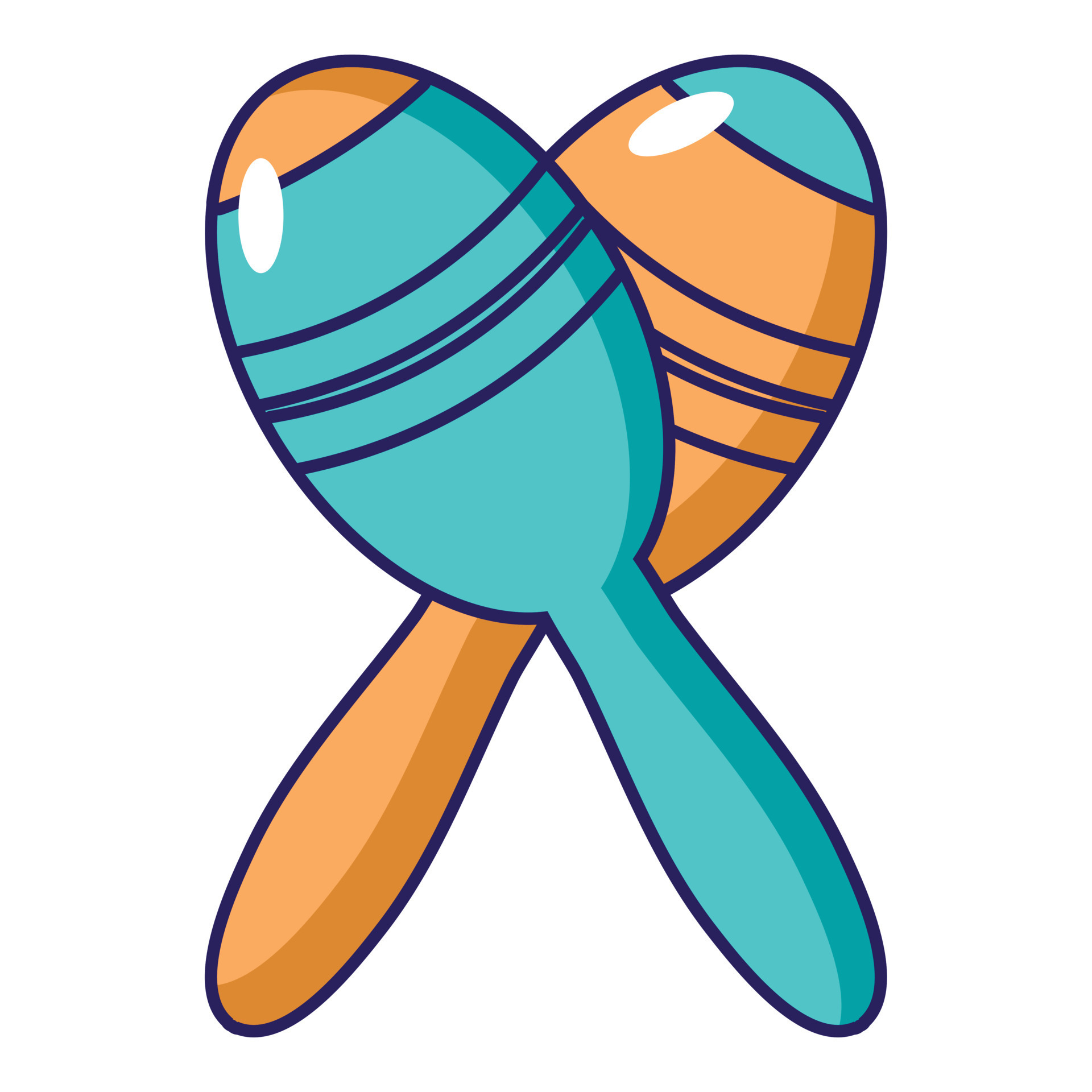 icono de instrumento de maracas mexicanas, estilo de dibujos animados