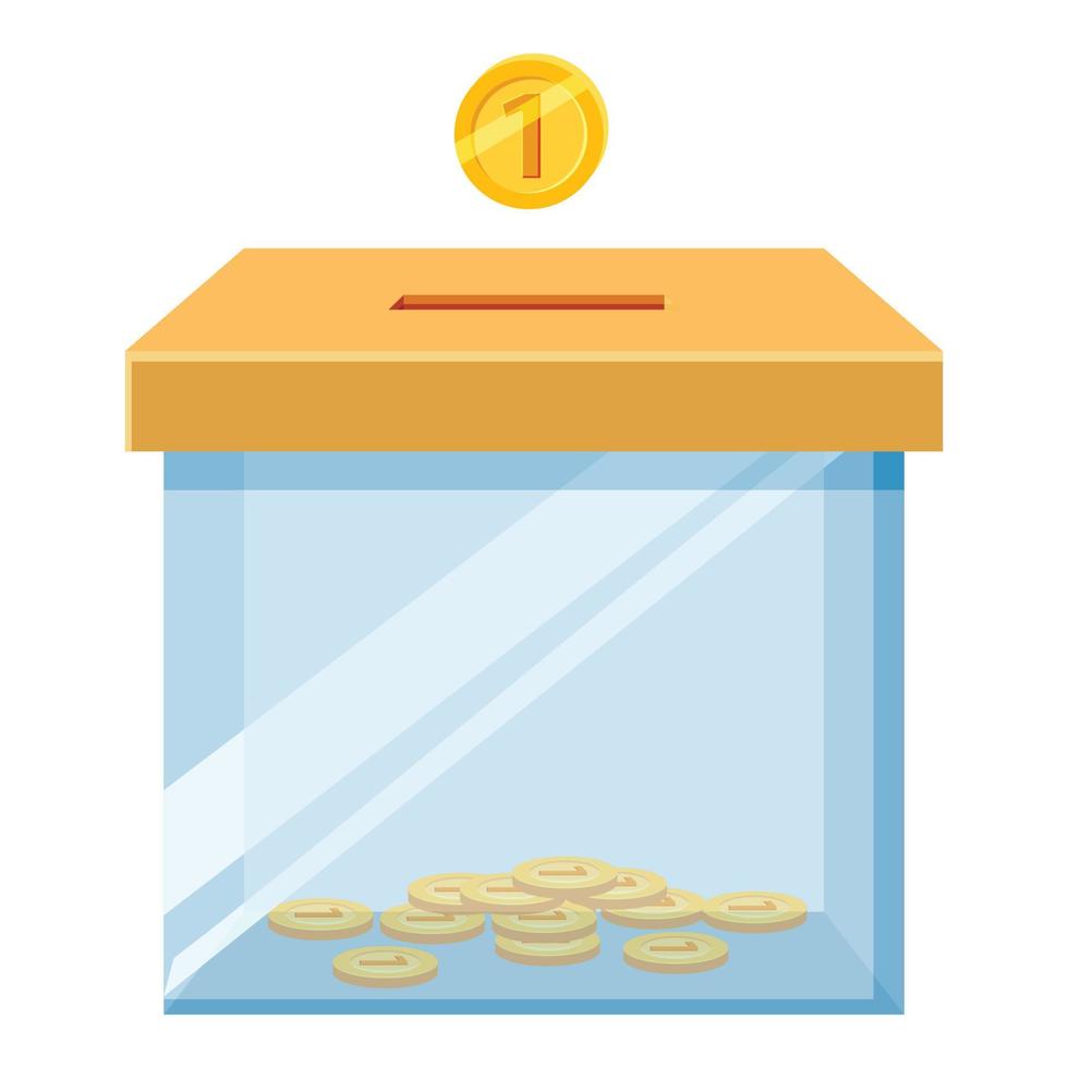 Donation box icon with golden coin icon vector
