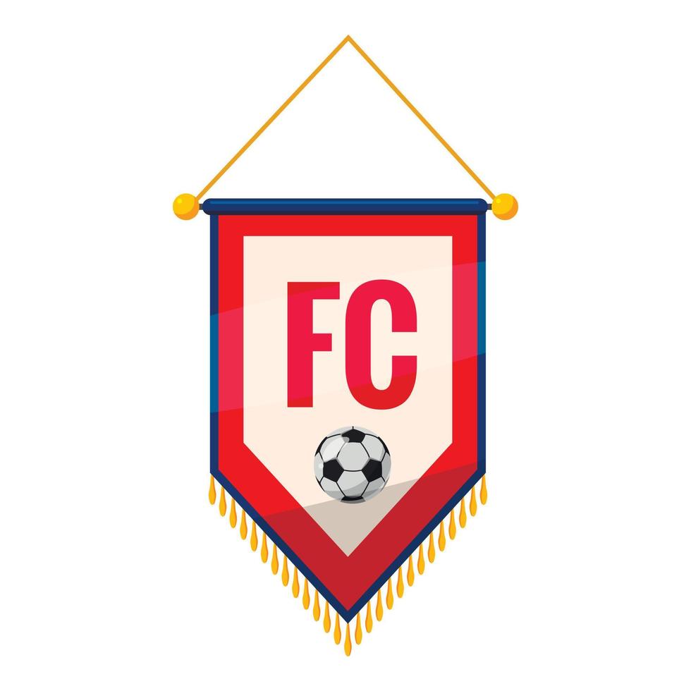 Red and white pennant with soccer ball icon vector