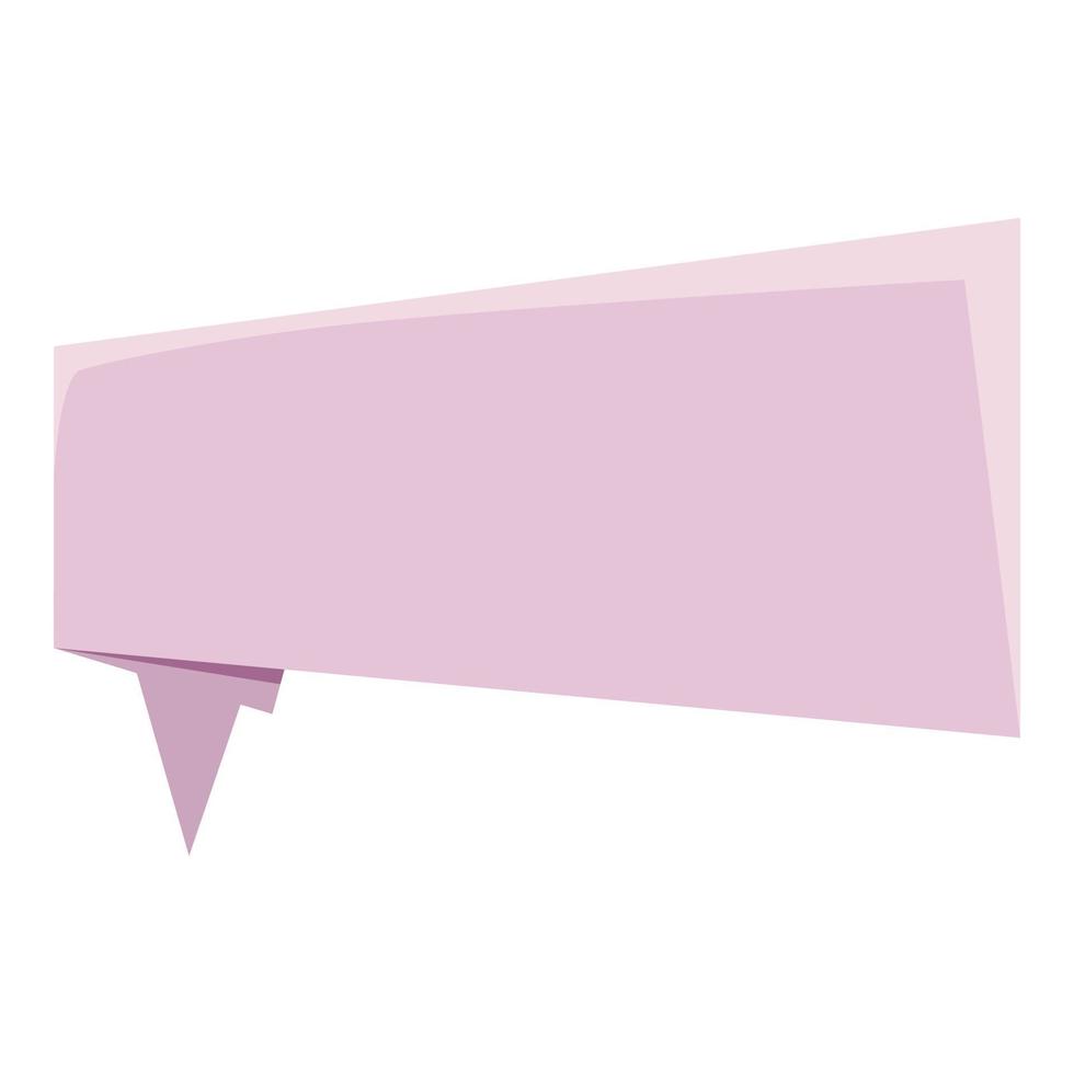 Lilac origami speech bubble icon, cartoon style vector