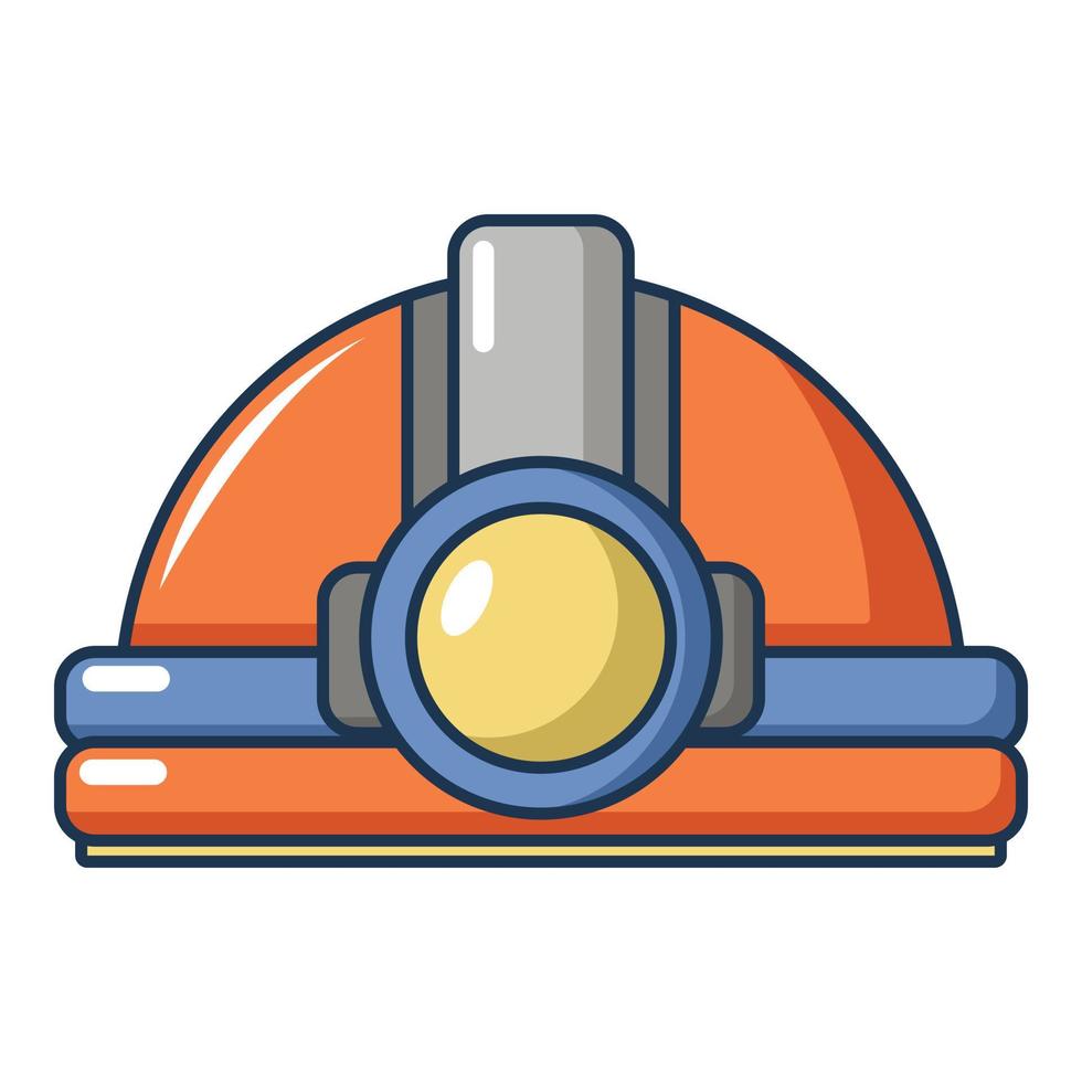 Helmet with light icon, cartoon style vector