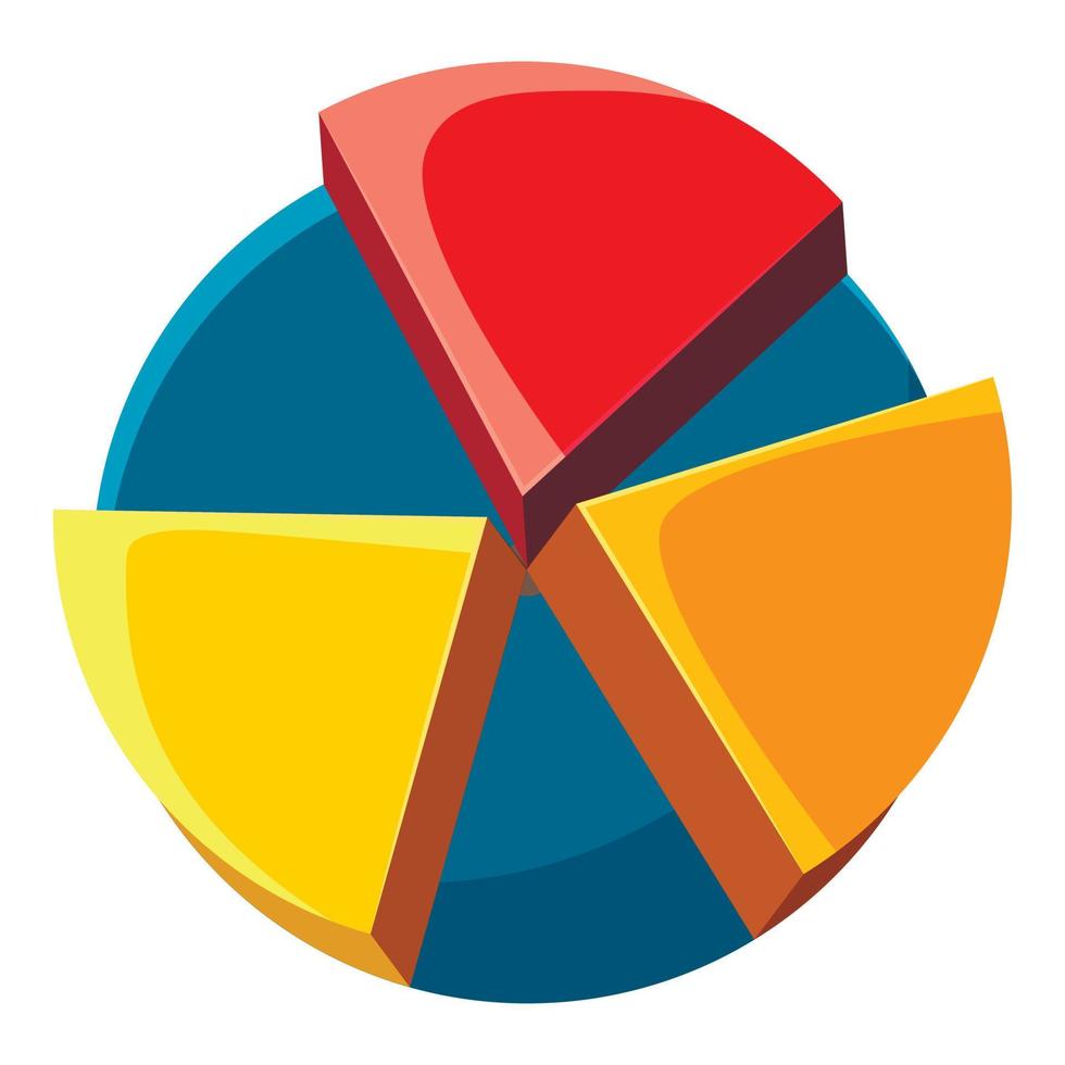 Colorful pie chart icon, cartoon style vector