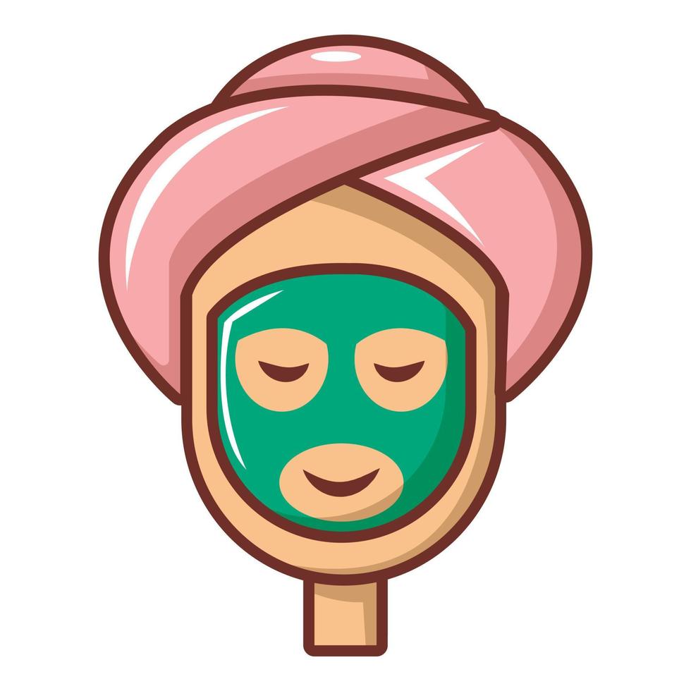 Spa facial clay mask icon, cartoon style vector