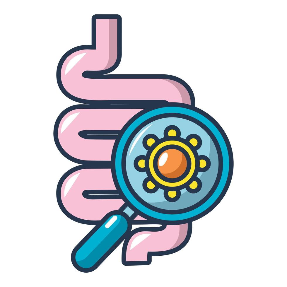 Bacteria in bowel icon, cartoon style vector