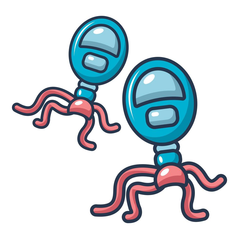 Blue bacteria icon, cartoon style vector