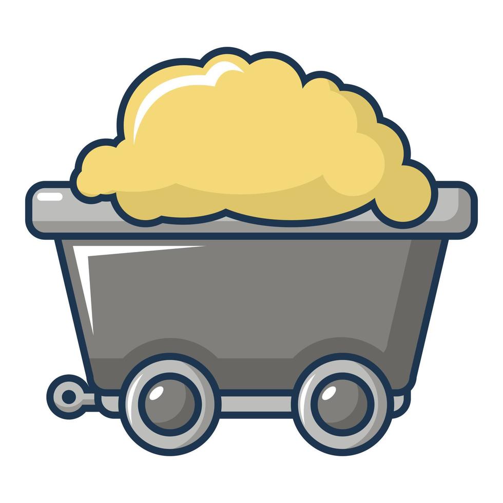 Small coal trolley icon, cartoon style vector