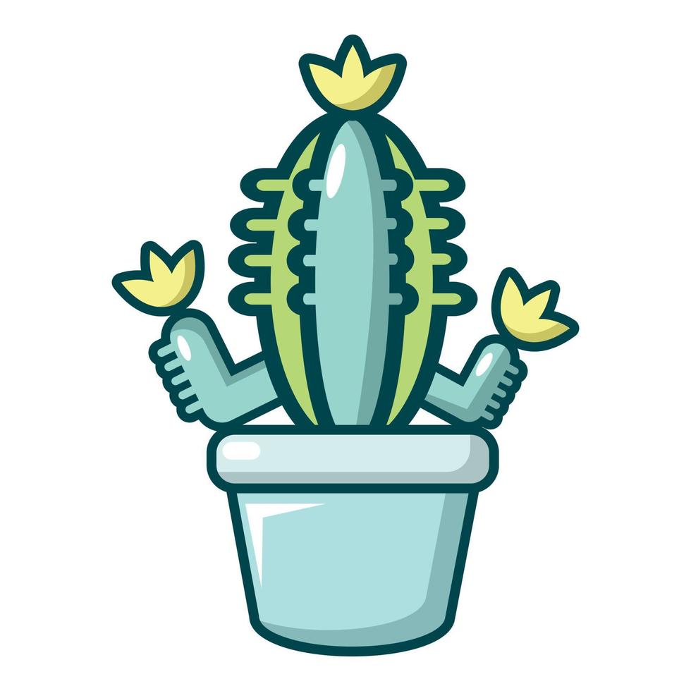 Hug cactus icon, cartoon style vector