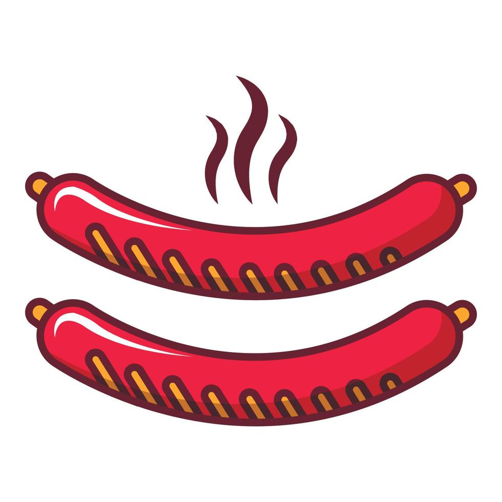 Sausages icon, cartoon style vector
