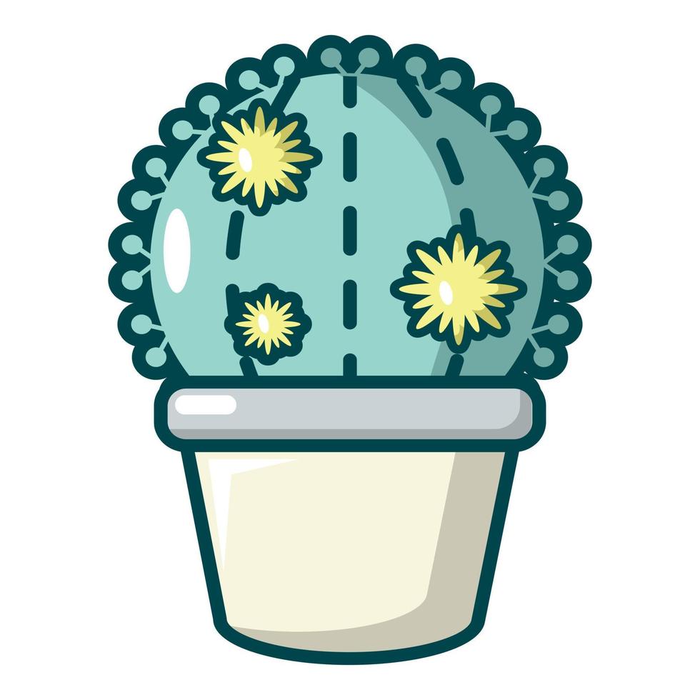 Astrophytum cactus icon, cartoon style vector
