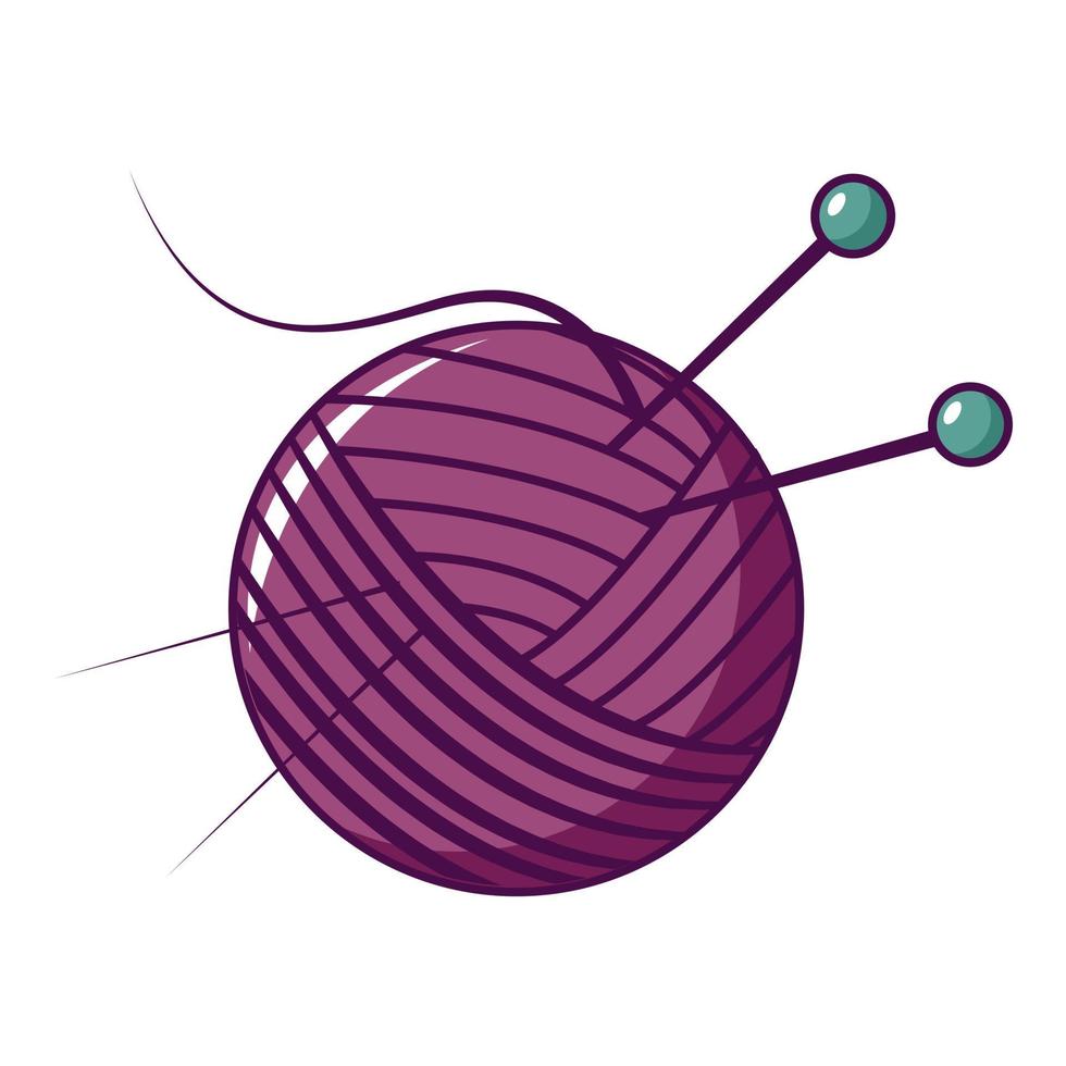 Yarn ball icon, cartoon style vector