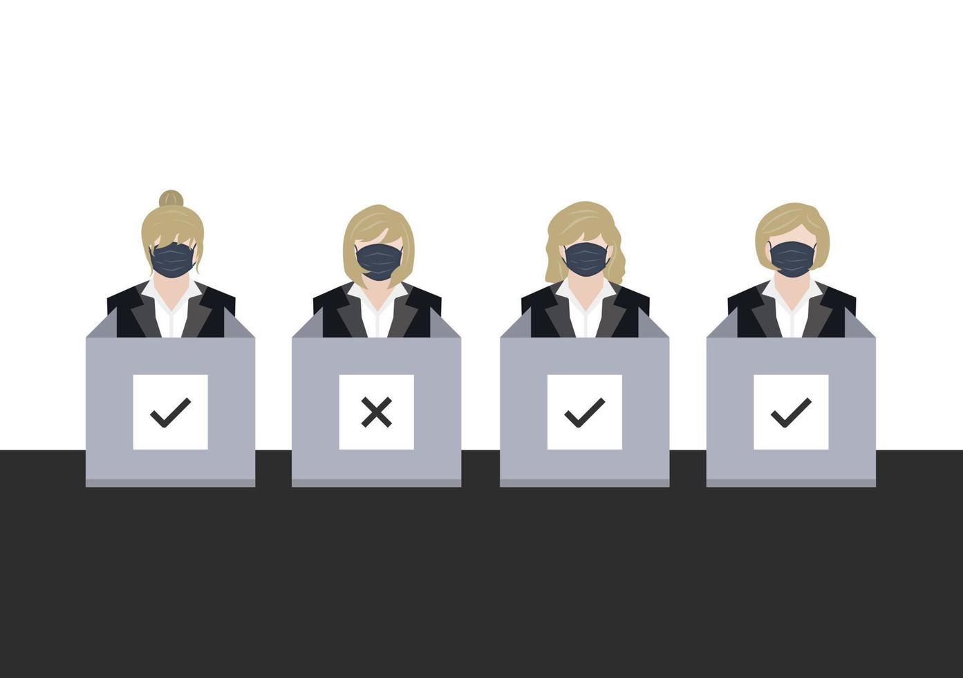 set of human voter at polling station background vector
