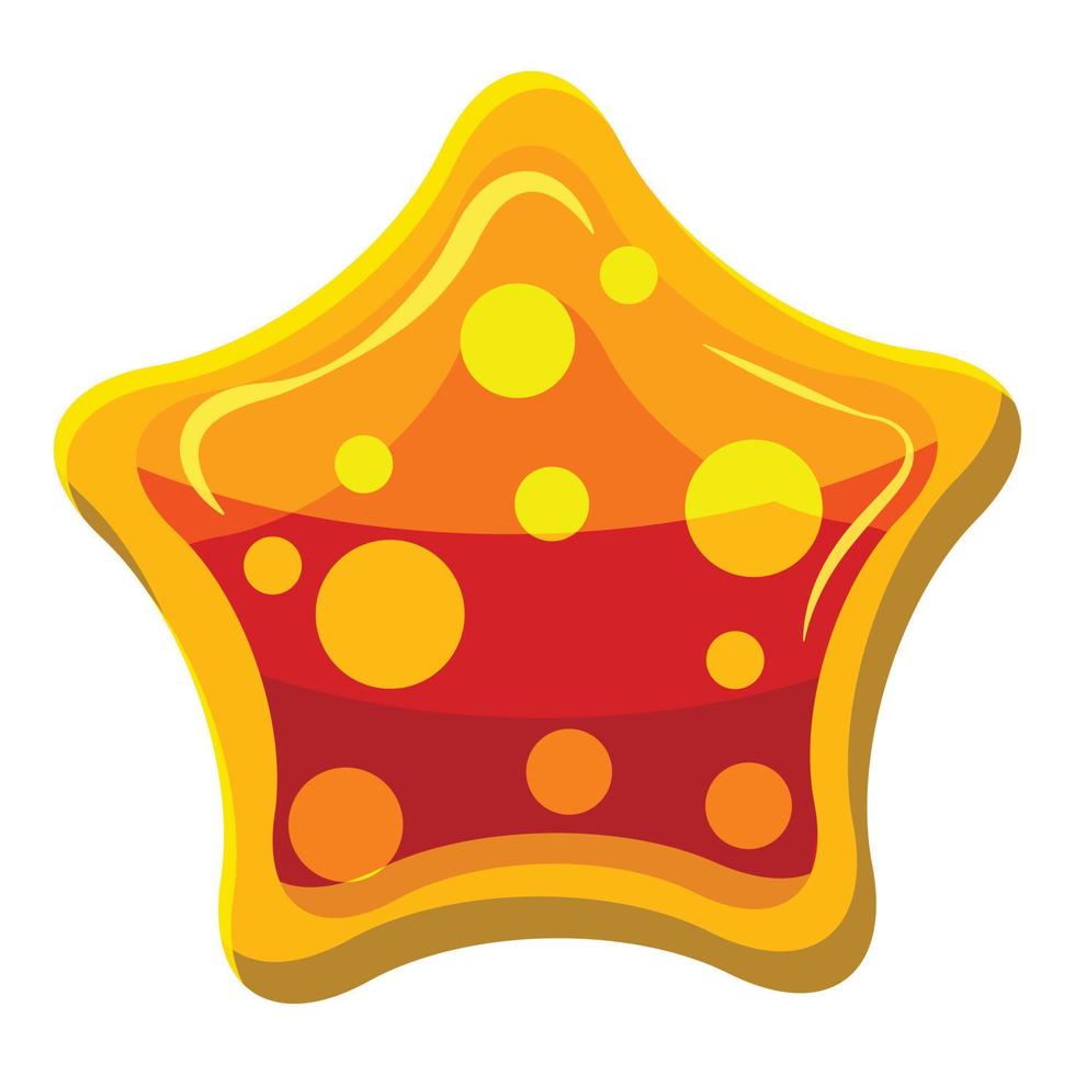 Orange star shaped candy icon, cartoon style vector