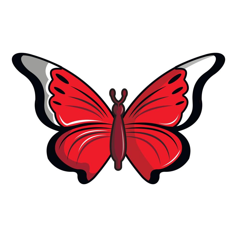 icono de mariposa cethosia biblis, estilo de dibujos animados vector