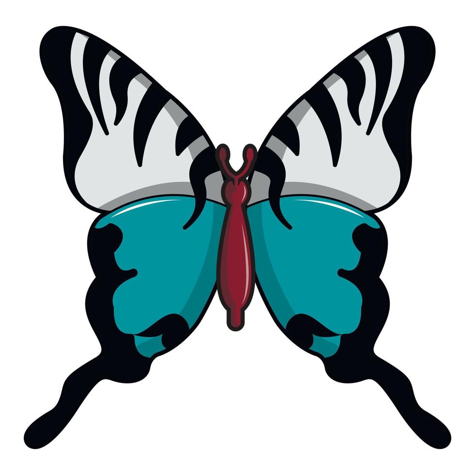 Papilio palinurus butterfly icon, cartoon style vector